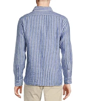Cremieux Blue Label French Linen Stripe Long Sleeve Woven Shirt