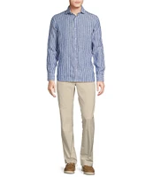 Cremieux Blue Label French Linen Stripe Long Sleeve Woven Shirt