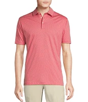 Cremieux Blue Label Allover Micro Geo Print Interlock Short Sleeve Polo Shirt