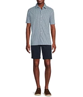 Cremieux Blue Label Geo Print Knit Oxford Short Sleeve Woven Shirt