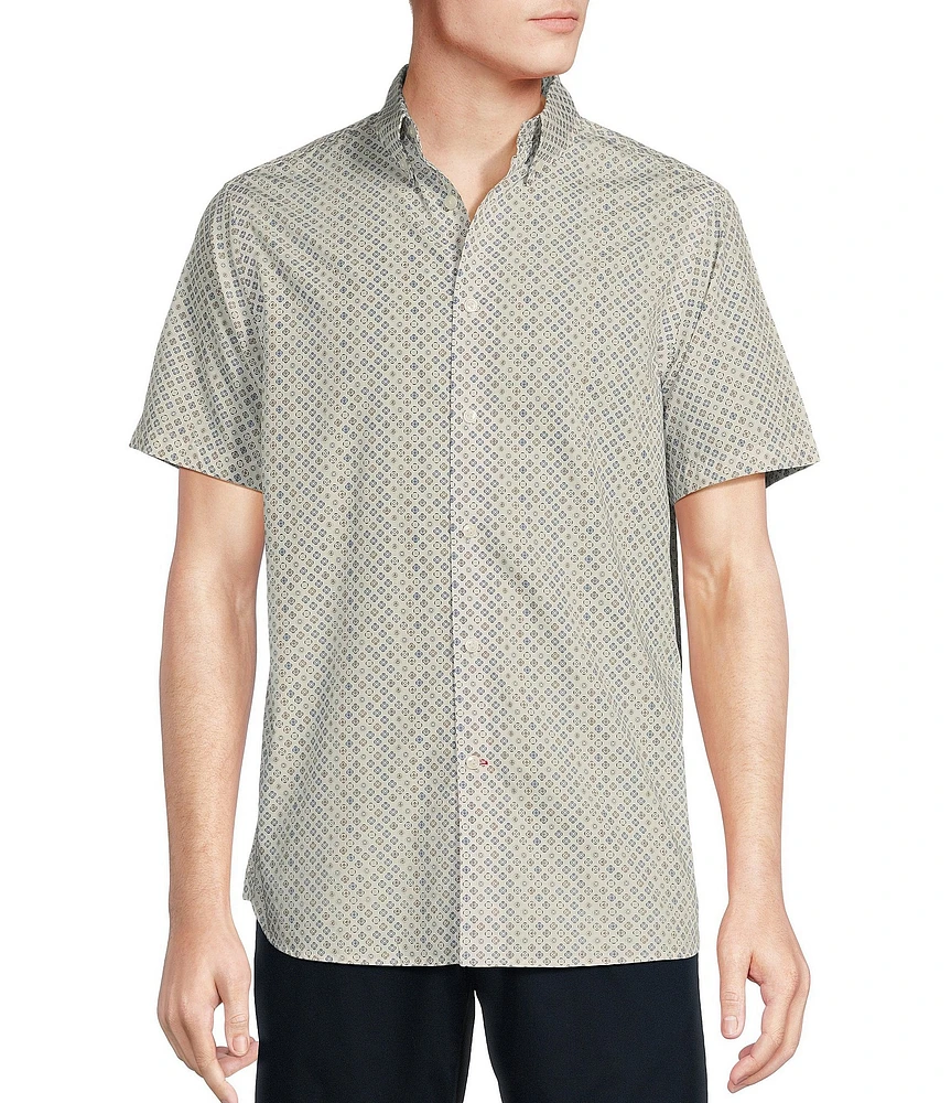 Cremieux Blue Label Geometric Print Cotton Poplin Short Sleeve Woven Shirt