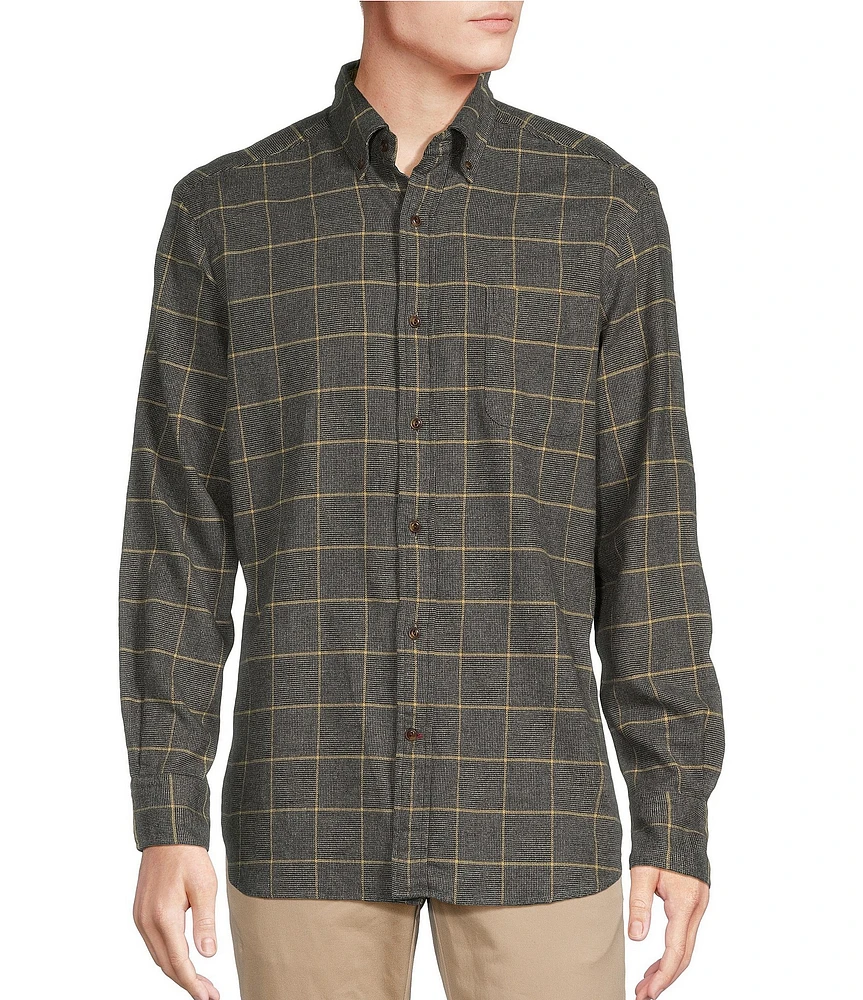 Cremieux Blue Label Gingham Heather Washed Flannel Long Sleeve Woven Shirt