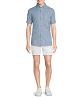 Cremieux Blue Label Glen Plaid Lightweight Oxford Short Sleeve Woven Shirt