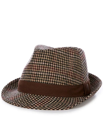 Cremieux Blue Label Houndstooth Fedora Hat