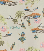 Cremieux Blue Label Hula Girl Print Rayon Short Sleeve Woven Camp Shirt