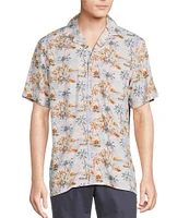 Cremieux Blue Label Island Landscape Print Short Sleeve Woven Camp Shirt