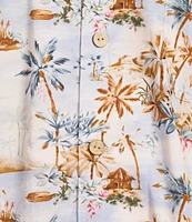 Cremieux Blue Label Island Landscape Print Short Sleeve Woven Camp Shirt