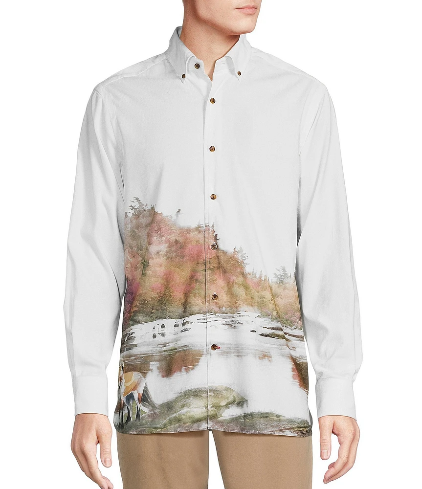 Cremieux Blue Label Down East Collection Landscape Print Long-Sleeve Woven Shirt