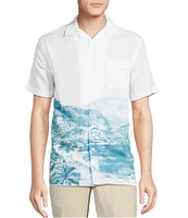 Cremieux Blue Label Landscape Print Short Sleeve Woven Camp Shirt