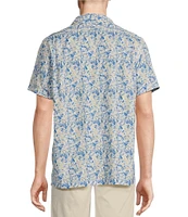 Cremieux Blue Label Leaf Print Cotton Lyocell Twill Short Sleeve Woven Camp Shirt