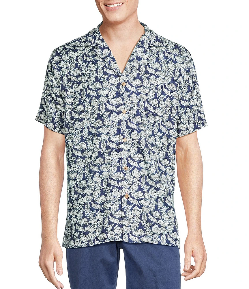 Cremieux Blue Label Leaf Print Short Sleeve Woven Camp Shirt