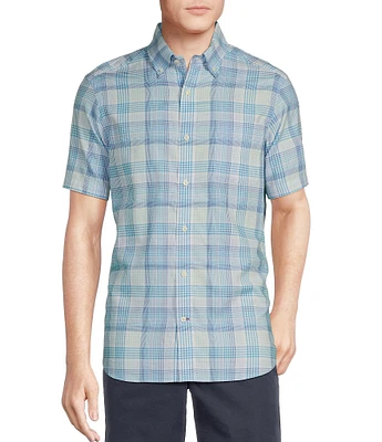 Cremieux Blue Label Lightweight Oxford Bright Plaid Short Sleeve Woven Shirt