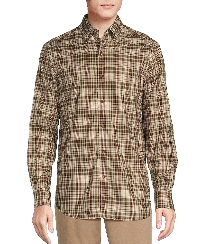 Cremieux Blue Label Long Sleeve Button Down Mid Plaid Heather Twill Woven Shirt