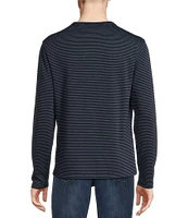 Cremieux Blue Label Long Sleeve Double Knit Stripe Crew Neck T-Shirt