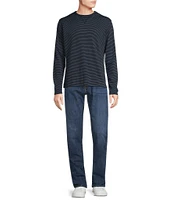 Cremieux Blue Label Long Sleeve Double Knit Stripe Crew Neck T-Shirt