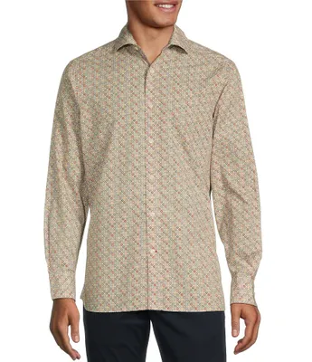 Cremieux Blue Label Medallion Print Poplin Long Sleeve Woven Shirt