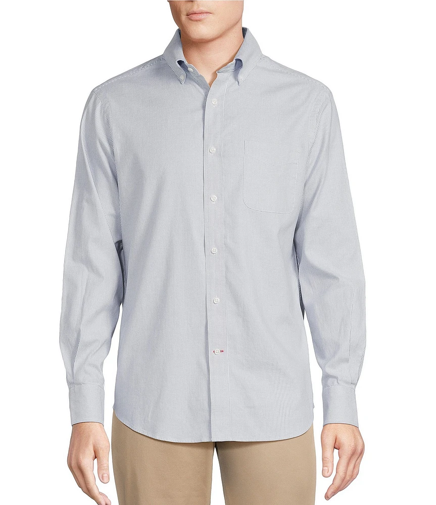 Cremieux Blue Label Micro-Stripe Oxford Long Sleeve Woven Shirt