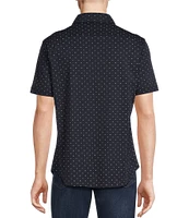 Cremieux Blue Label Mini Geo Print Cotton Interlock Short Sleeve Coatfront Shirt