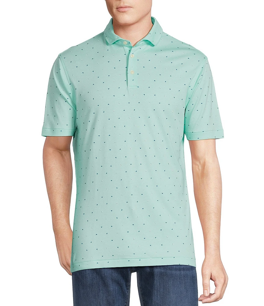 Cremieux Blue Label Mini Geo Printed Cotton Interlock Short Sleeve Polo Shirt