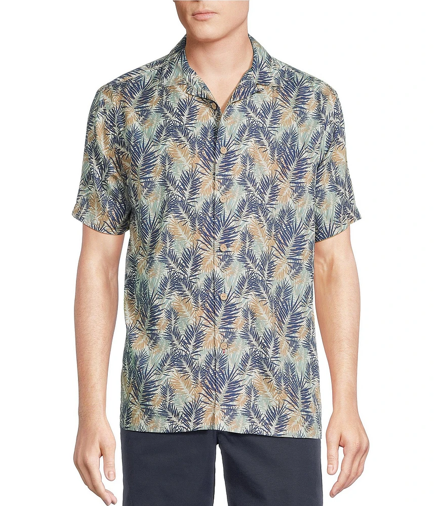 Cremieux Blue Label Palm Leaf Print Short Sleeve Woven Camp Shirt