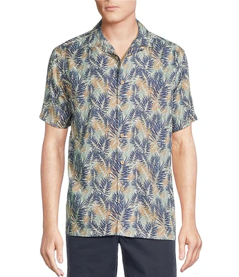 Cremieux Blue Label Palm Leaf Print Short Sleeve Woven Camp Shirt