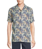 Cremieux Blue Label Palm Leaf Print Short Sleeve Woven Camp Shirt