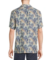 Cremieux Blue Label Palm Leaf Print Short Sleeve Woven Camp Shirt