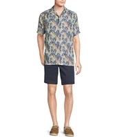 Cremieux Blue Label Palm Leaf Print Short Sleeve Woven Camp Shirt