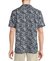 Cremieux Blue Label Palm Leaf Printed Cotton Lyocell Twill Short Sleeve Woven Camp Shirt