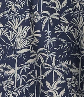 Cremieux Blue Label Palm Leaf Printed Cotton Lyocell Twill Short Sleeve Woven Camp Shirt