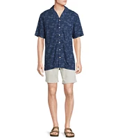 Cremieux Blue Label Palm Print Short Sleeve Woven Camp Shirt