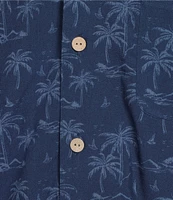 Cremieux Blue Label Palm Print Short Sleeve Woven Camp Shirt