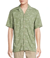 Cremieux Blue Label Palm Print Short Sleeve Woven Camp Shirt