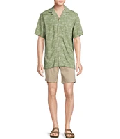 Cremieux Blue Label Palm Print Short Sleeve Woven Camp Shirt