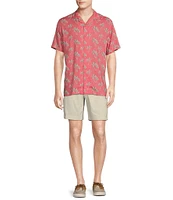 Cremieux Blue Label Palm Tree Printed Rayon Short Sleeve Woven Camp Shirt