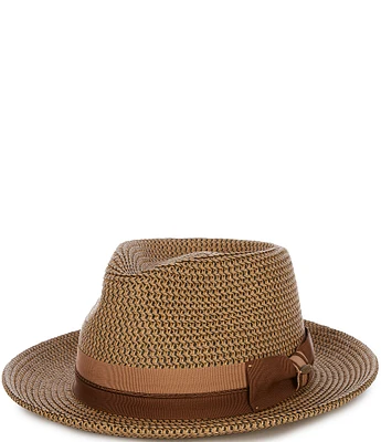 Cremieux Blue Label Paper Braid with Two-Tone Ribbon Fedora Hat