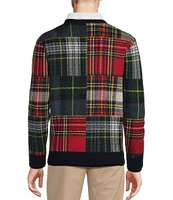 Cremieux Blue Label Patchwork Jacquard V-Neck Wool Sweater