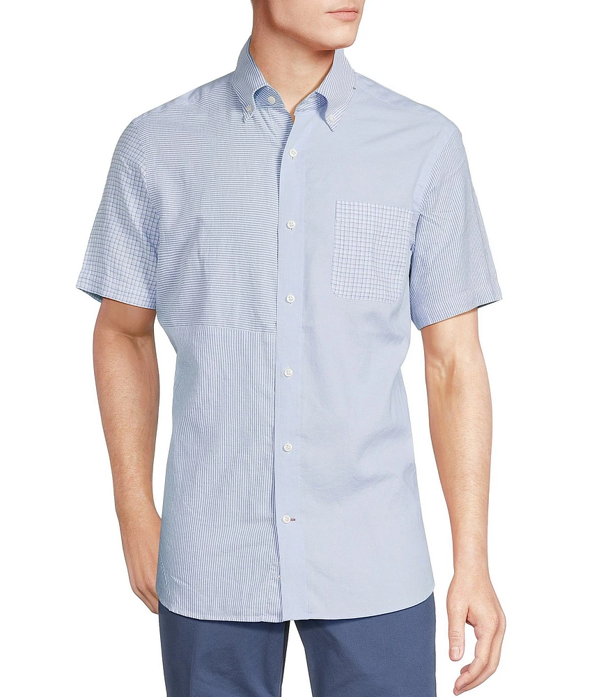 Cremieux Blue Label Patchwork Lightweight Oxford Short Sleeve Woven Shirt