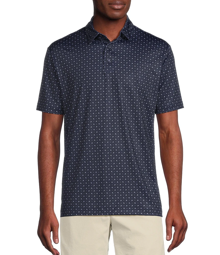 Cremieux Blue Label Performance Stretch Badminton Print Short Sleeve Polo Shirt