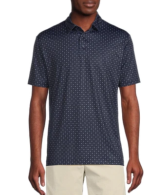 Cremieux Blue Label Performance Stretch Badminton Print Short Sleeve Polo Shirt