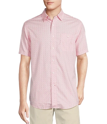 Cremieux Blue Label Performance Stretch Drink Print Short Sleeve Woven Shirt