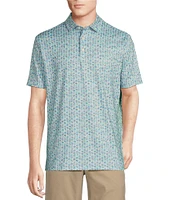 Cremieux Blue Label Performance Stretch Fish Print Short Sleeve Polo Shirt