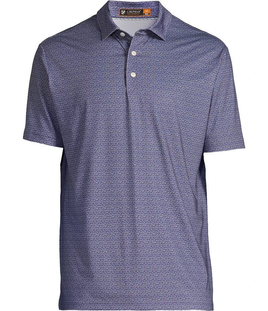 Cremieux Blue Label Performance Stretch Fish Printed Short Sleeve Polo Shirt
