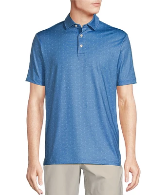 Cremieux Blue Label Performance Stretch Flamingo Print Short Sleeve Polo Shirt