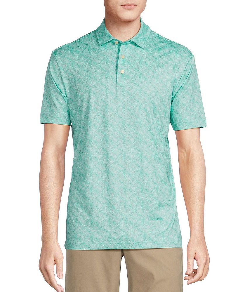 Cremieux Blue Label Performance Stretch Palm Print Short Sleeve Polo Shirt