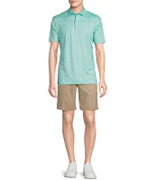 Cremieux Blue Label Performance Stretch Palm Print Short Sleeve Polo Shirt