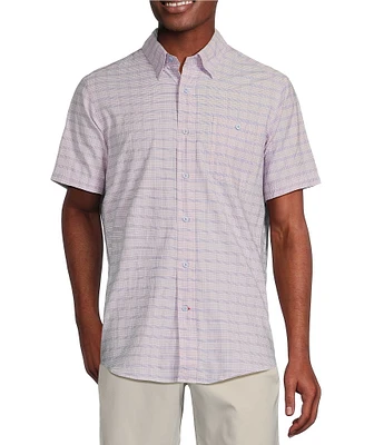 Cremieux Blue Label Performance Stretch Plaid Seersucker Short Sleeve Woven Shirt