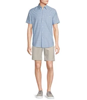 Cremieux Blue Label Performance Stretch Plaid Seersucker Short Sleeve Woven Shirt