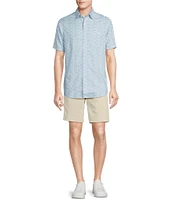 Cremieux Blue Label Performance Stretch Shark Print Short Sleeve Woven Shirt