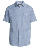 Cremieux Blue Label Performance Stretch Stripe Seersucker Short Sleeve Woven Shirt